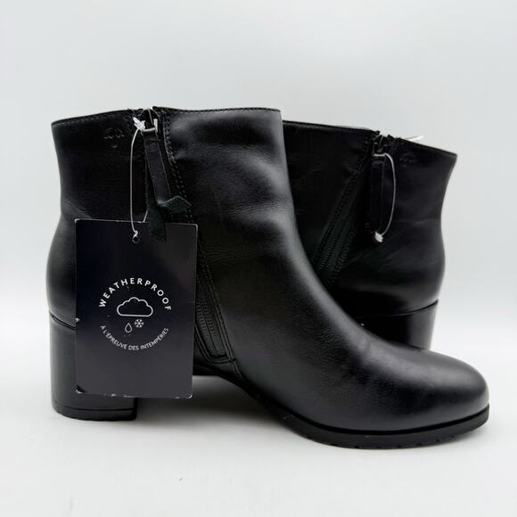 Naturalizer Womens Bay Bootie US 9 Wide EU 40 Black Leather Waterproof NWOB - Picture 5 of 13